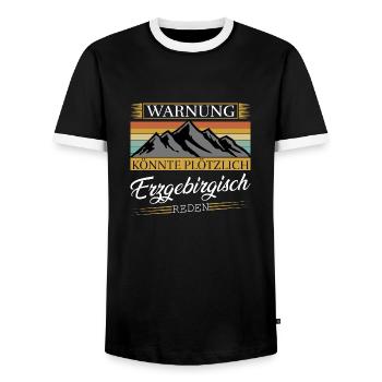 Erzgebirge warnung - Männer Kontrast-T-Shirt - Schwarz/Weiß - Vorne - AI Model Female 172 light (172cm) & AI Model Male 178 light (178cm)