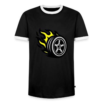 Tire Flame - Men's Ringer Shirt - black/white - Front - AI Model Female 172 light (172cm) & AI Model Male 178 light (178cm)