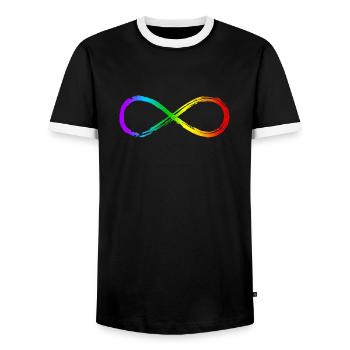 Infinity 8 LGBT Arc-en-ciel Gay Pride Amour Éternel - T-shirt contrasté Homme - noir/blanc - Devant - AI Model Female 172 light (172cm) & AI Model Male 178 light (178cm)