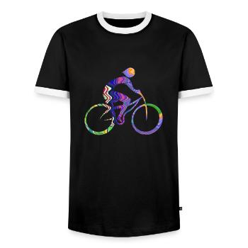 cyclist - Men's Ringer Shirt - black/white - Front - AI Model Female 172 light (172cm) & AI Model Male 178 light (178cm)