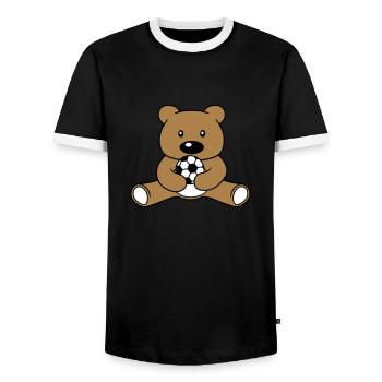 fussball spielen sport verein ball baer suess nied - Männer Kontrast-T-Shirt - Schwarz/Weiß - Vorne - AI Model Female 172 light (172cm) & AI Model Male 178 light (178cm)