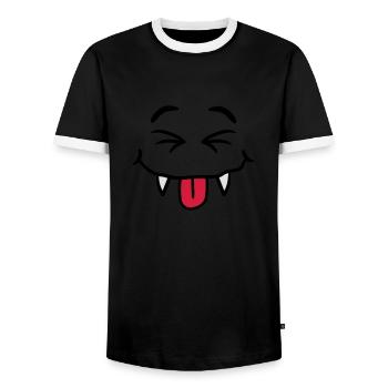 Lustig Frech Comic Monster Vampir Gesicht - Männer Kontrast-T-Shirt - Schwarz/Weiß - Vorne - AI Model Female 172 light (172cm) & AI Model Male 178 light (178cm)