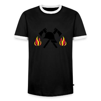firefighter - Männer Kontrast-T-Shirt - Schwarz/Weiß - Vorne - AI Model Female 172 light (172cm) & AI Model Male 178 light (178cm)