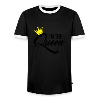 I'm the Queen - Männer Kontrast-T-Shirt - Schwarz/Weiß - Vorne - AI Model Female 172 light (172cm) & AI Model Male 178 light (178cm)