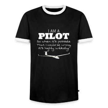 Ich bin ein Pilot Glider Pilot Lustiges Zitat - Männer Kontrast-T-Shirt - Schwarz/Weiß - Vorne - AI Model Female 172 light (172cm) & AI Model Male 178 light (178cm)