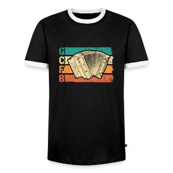 Retro Steirische Harmonika GCFB, Quetschn - Männer Kontrast-T-Shirt - Schwarz/Weiß - Vorne - AI Model Female 172 light (172cm) & AI Model Male 178 light (178cm)
