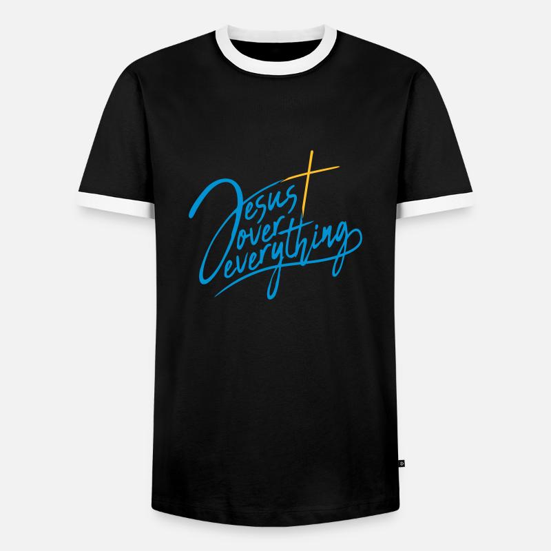 Jesus Over Everything - Men's Ringer Shirt - black/white