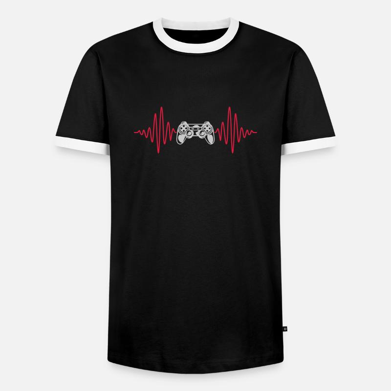 Heartbeat Console Retro Controller - Men's Ringer Shirt - black/white