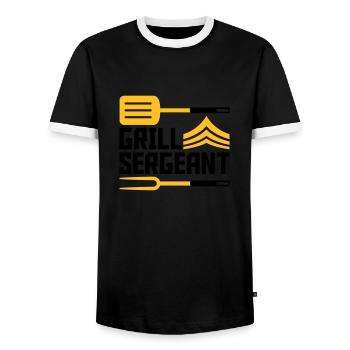 Grill Master Grill Sergent BBQ - T-shirt contrasté Homme - noir/blanc - Devant - AI Model Female 172 light (172cm) & AI Model Male 178 light (178cm)