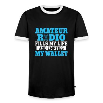 La radio amateur remplit ma vie et vide mon portefeuille - T-shirt contrasté Homme - noir/blanc - Devant - AI Model Female 172 light (172cm) & AI Model Male 178 light (178cm)