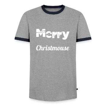 Beach Okay Song Lyrics Dinosaur Tshirt Mouse - Men's Ringer Shirt - grey/navy  - Front - AI Model Female 172 light (172cm) & AI Model Male 178 light (178cm)