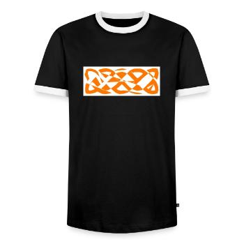 1200px Celtic knot basic linear badorange - Men's Ringer Shirt - black/white - Front - AI Model Female 172 light (172cm) & AI Model Male 178 light (178cm)