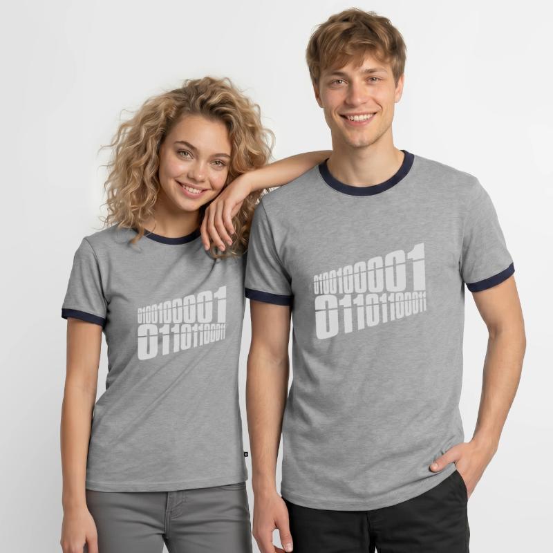 Langage de programme de code binaire T-shirt contrasté Homme