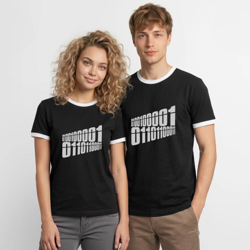 Langage de programme de code binaire T-shirt contrasté Homme