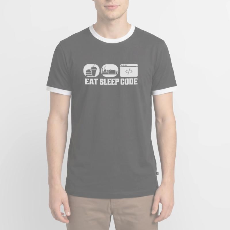 Eat Sleep Code Software Coding Men's Ringer Shirt