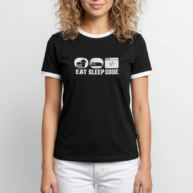 Eat Sleep Code Software Coding Men's Ringer Shirt