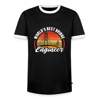 World's Best Bridge Engineer Construction Builder - Men's Ringer Shirt - black/white - Front - AI Model Female 172 light (172cm) & AI Model Male 178 light (178cm)