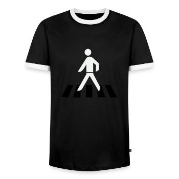 Franchissement du passage piéton - T-shirt contrasté Homme - noir/blanc - Devant - AI Model Female 172 light (172cm) & AI Model Male 178 light (178cm)