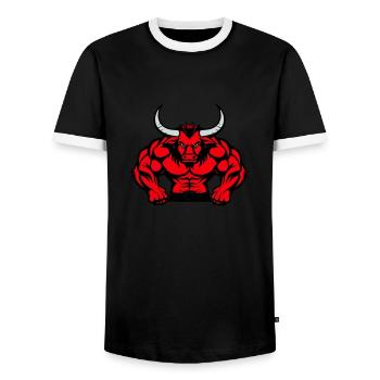 stier tier - Männer Kontrast-T-Shirt - Schwarz/Weiß - Vorne - AI Model Female 172 light (172cm) & AI Model Male 178 light (178cm)