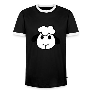 Sheep Face Head Cute Cute Lamb Cool Comic - Men's Ringer Shirt - black/white - Front - AI Model Female 172 light (172cm) & AI Model Male 178 light (178cm)