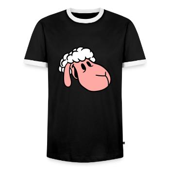 Sheep Face Head Cute Cute Lamb Cool Comic - Men's Ringer Shirt - black/white - Front - AI Model Female 172 light (172cm) & AI Model Male 178 light (178cm)
