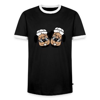 2 DJ chiens lunettes de soleil adolescent casquette casquette équipe - T-shirt contrasté Homme - noir/blanc - Devant - AI Model Female 172 light (172cm) & AI Model Male 178 light (178cm)