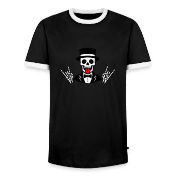 Groom Squelette - T-shirt contrasté Homme - noir/blanc - Devant - AI Model Female 172 light (172cm) & AI Model Male 178 light (178cm)