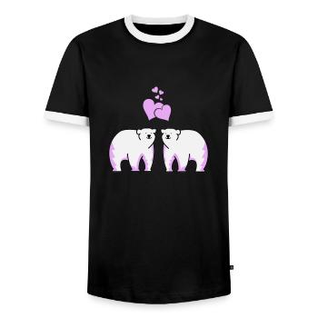 Eisbären verliebt - Männer Kontrast-T-Shirt - Schwarz/Weiß - Vorne - AI Model Female 172 light (172cm) & AI Model Male 178 light (178cm)