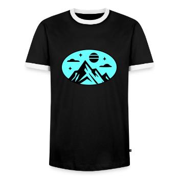Mountains icon - Men's Ringer Shirt - black/white - Front - AI Model Female 172 light (172cm) & AI Model Male 178 light (178cm)