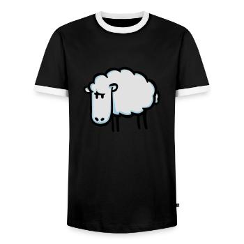 Schaf - Männer Kontrast-T-Shirt - Schwarz/Weiß - Vorne - AI Model Female 172 light (172cm) & AI Model Male 178 light (178cm)