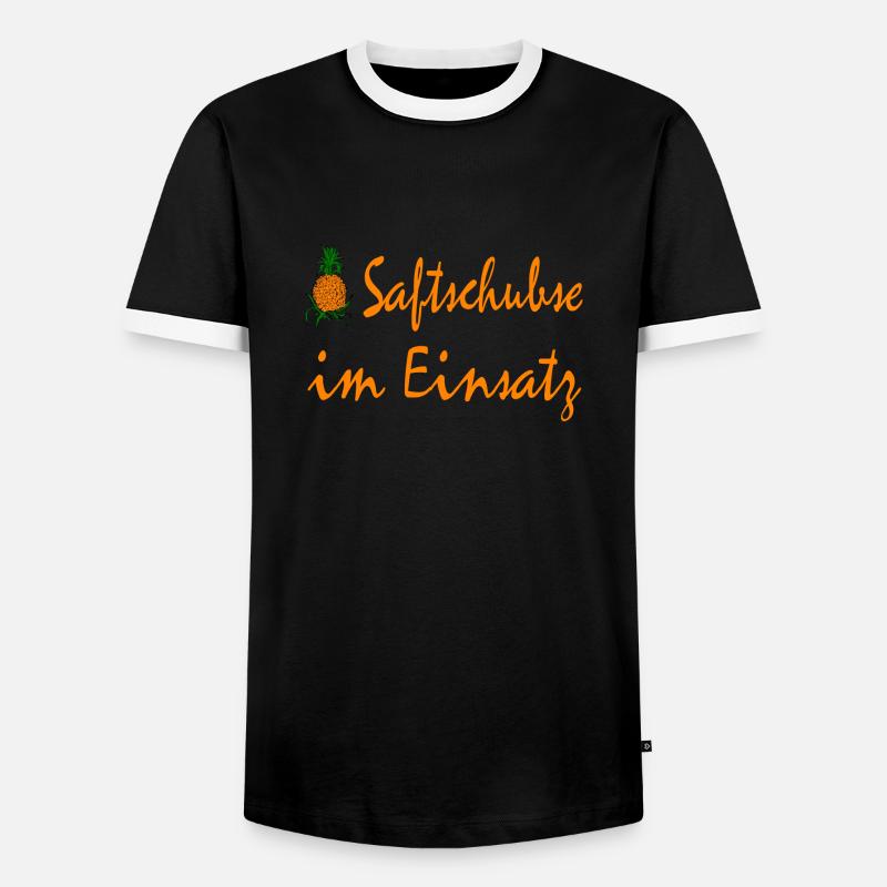 Saftschubse im Einsatz - Männer Kontrast-T-Shirt - Schwarz/Weiß