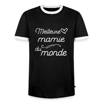"Meilleure mamie" t-shirt humour grand-mère - T-shirt contrasté Homme - noir/blanc - Devant - AI Model Female 172 light (172cm) & AI Model Male 178 light (178cm)