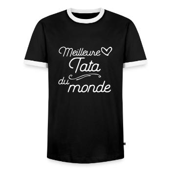"Meilleure tata" t-shirt humour tante - T-shirt contrasté Homme - noir/blanc - Devant - AI Model Female 172 light (172cm) & AI Model Male 178 light (178cm)