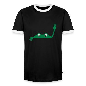 Frog face - T-shirt contrasté Homme - noir/blanc - Devant - AI Model Female 172 light (172cm) & AI Model Male 178 light (178cm)