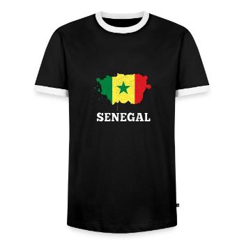 Splash Sénégal football équipe cadeau idée cadeau - T-shirt contrasté Homme - noir/blanc - Devant - AI Model Female 172 light (172cm) & AI Model Male 178 light (178cm)
