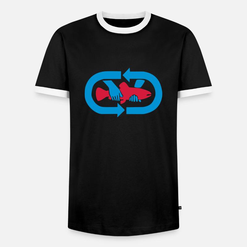 Catch & Release - Logo - Männer Kontrast-T-Shirt - Schwarz/Weiß