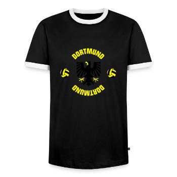 Dortmund (ID: 001013) - Männer Kontrast-T-Shirt - Schwarz/Weiß - Vorne - AI Model Female 172 light (172cm) & AI Model Male 178 light (178cm)