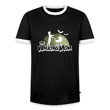 The walking Mom - Zombie Mutter - Halloween - Baby - Men's Ringer Shirt - black/white - Front - AI Model Female 172 light (172cm) & AI Model Male 178 light (178cm)