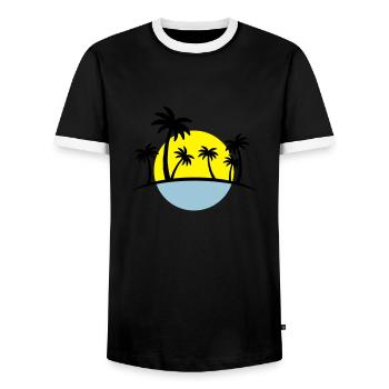 island sun palm - Männer Kontrast-T-Shirt - Schwarz/Weiß - Vorne - AI Model Female 172 light (172cm) & AI Model Male 178 light (178cm)