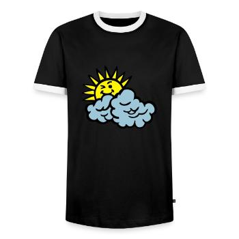 Wolke Lächeln Sonne - Männer Kontrast-T-Shirt - Schwarz/Weiß - Vorne - AI Model Female 172 light (172cm) & AI Model Male 178 light (178cm)