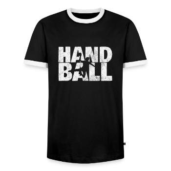 sport de handball - T-shirt contrasté Homme - noir/blanc - Devant - AI Model Female 172 light (172cm) & AI Model Male 178 light (178cm)