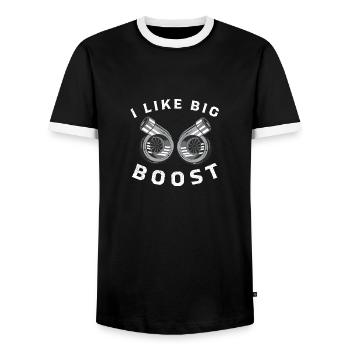 I like Big Boost - Turbochargers | Car Tuner Gift - Men's Ringer Shirt - black/white - Front - AI Model Female 172 light (172cm) & AI Model Male 178 light (178cm)