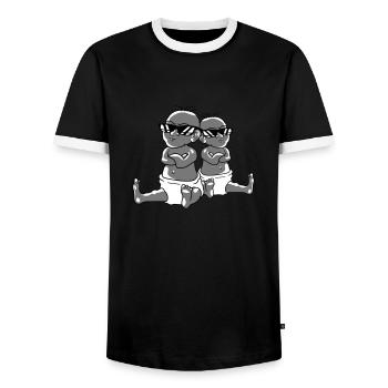 2 cool babies team friends brothers sisters zwil - T-shirt contrasté Homme - noir/blanc - Devant - AI Model Female 172 light (172cm) & AI Model Male 178 light (178cm)