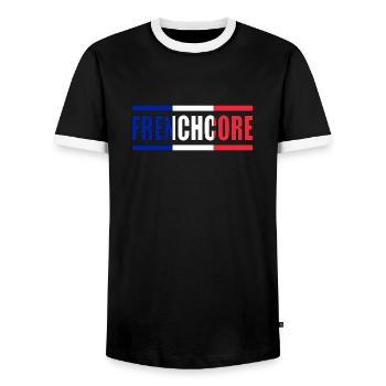 Frenchcore - Men's Ringer Shirt - black/white - Front - AI Model Female 172 light (172cm) & AI Model Male 178 light (178cm)