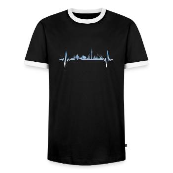 Hamburg Skyline Hamburger Hafen Skyline - Männer Kontrast-T-Shirt - Schwarz/Weiß - Vorne - AI Model Female 172 light (172cm) & AI Model Male 178 light (178cm)