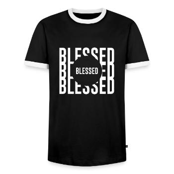 Proverbes chrétiens - T-shirt contrasté Homme - noir/blanc - Devant - AI Model Female 172 light (172cm) & AI Model Male 178 light (178cm)