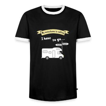 motorhome is calling i have to go - T-shirt contrasté Homme - noir/blanc - Devant - AI Model Female 172 light (172cm) & AI Model Male 178 light (178cm)