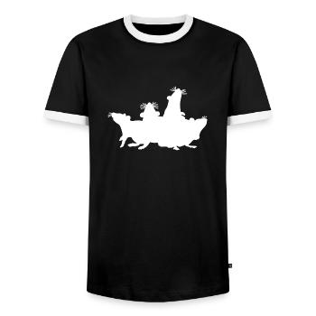 Ratpack Rats Motif - Men's Ringer Shirt - black/white - Front - AI Model Female 172 light (172cm) & AI Model Male 178 light (178cm)