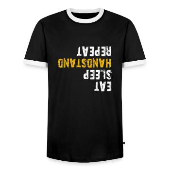 manger dormir handstand répéter - T-shirt contrasté Homme - noir/blanc - Devant - AI Model Female 172 light (172cm) & AI Model Male 178 light (178cm)