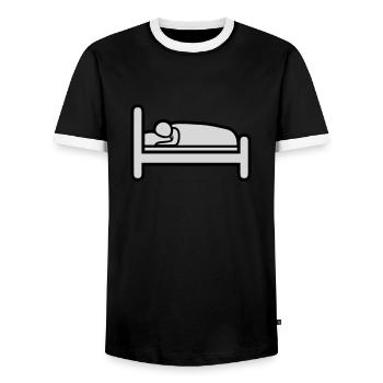 Icon Sleeping Bed - Men's Ringer Shirt - black/white - Front - AI Model Female 172 light (172cm) & AI Model Male 178 light (178cm)